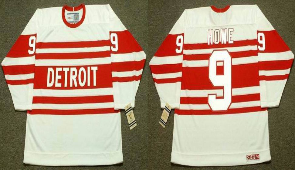 2019 Men Detroit Red Wings 9 Howe White CCM NHL jerseys